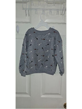 Boys LIAM‎ & JAMES Gray Guitar Print pullover Sweatshirt 5T retro look